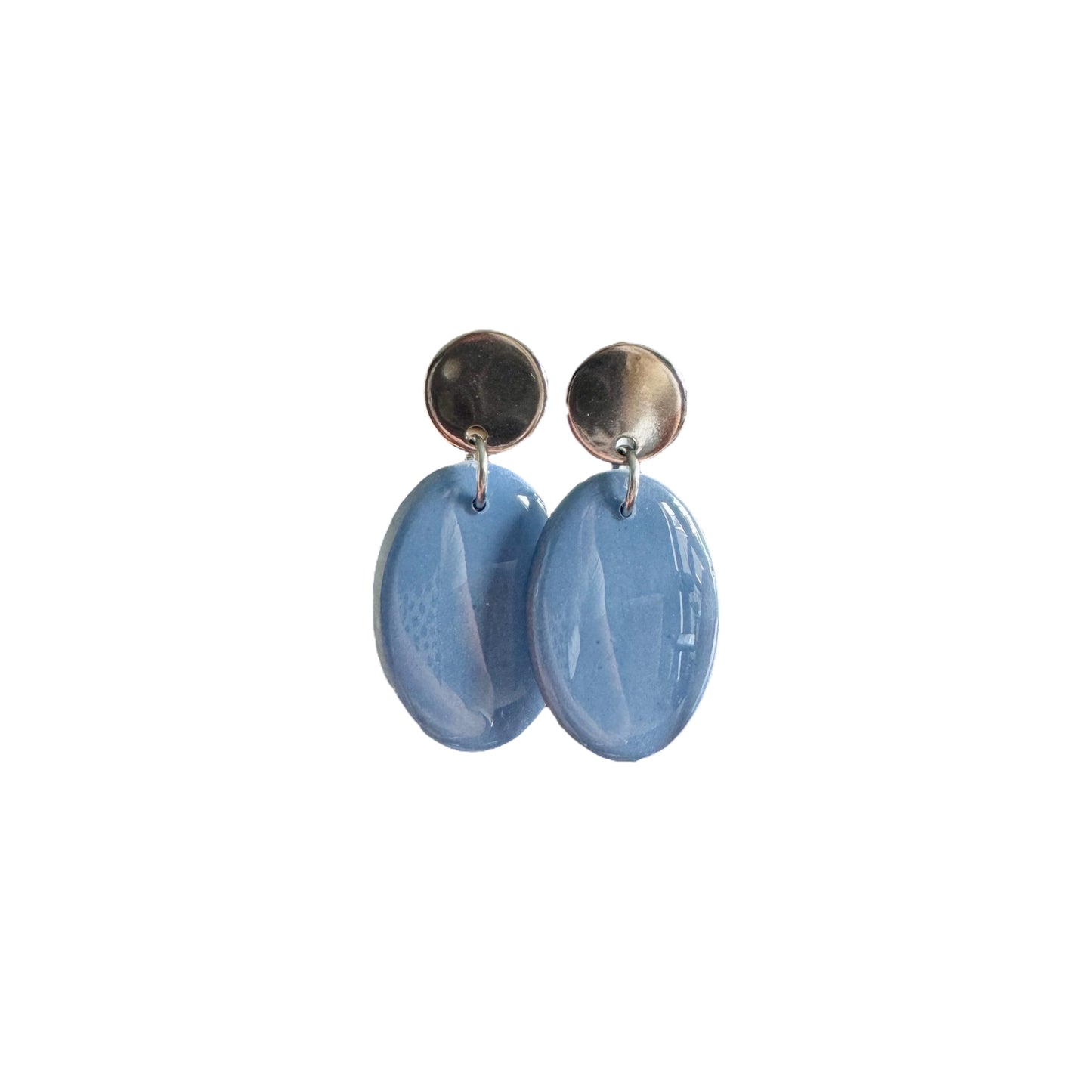 Lina - oorbellen denim zilver ovaal