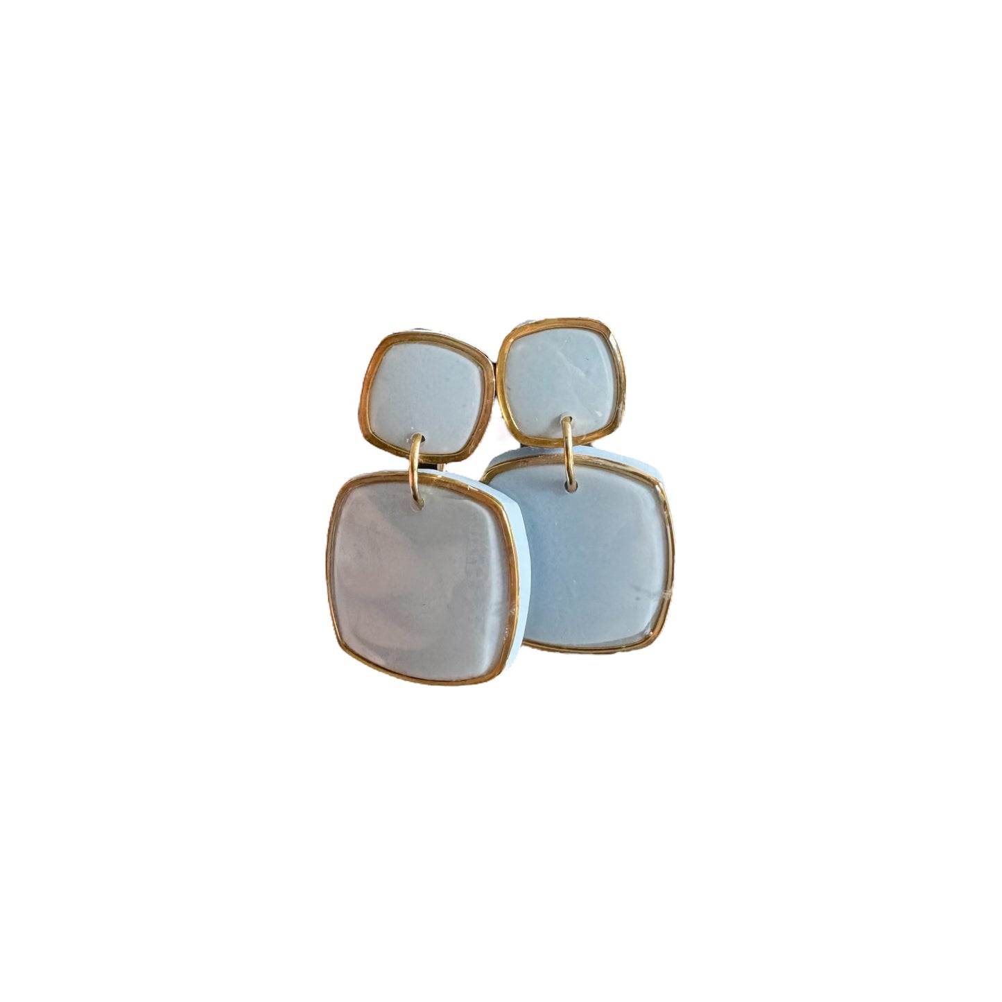 Elena - oorbellen licht blauw goud