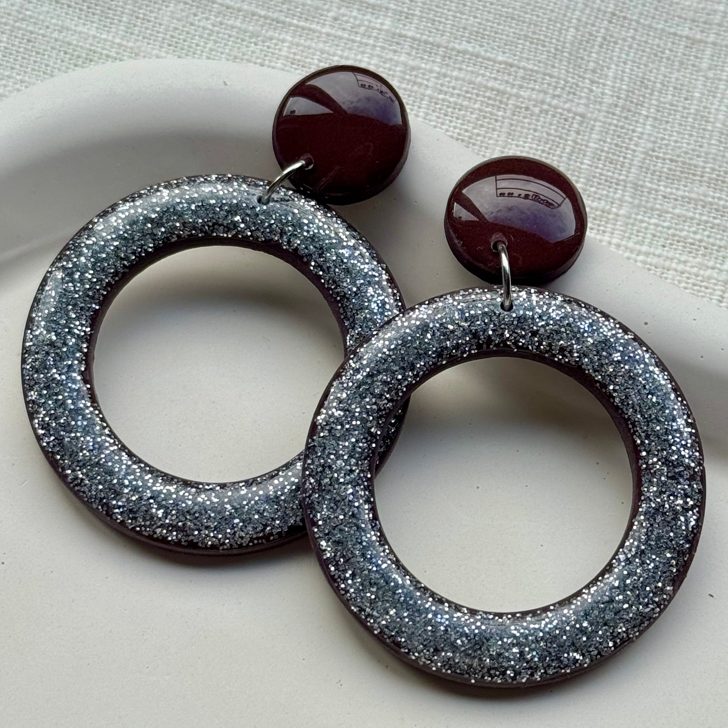 Demi - Oorbellen glitter mauve zilver