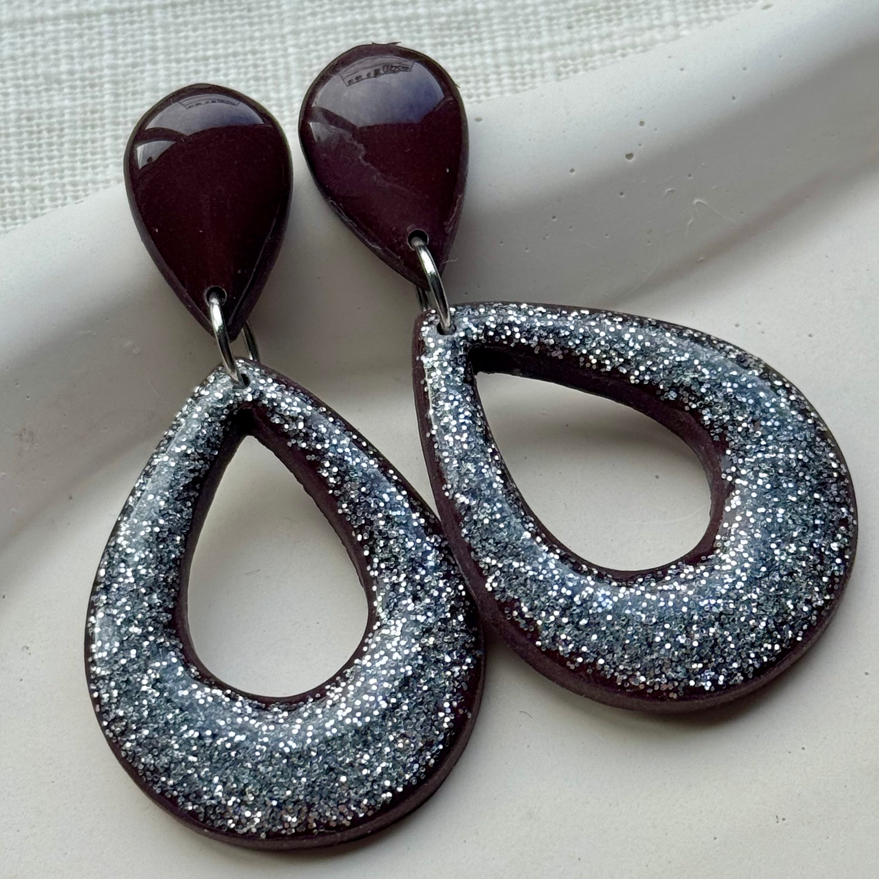 Marley - Oorbellen glitter mauve zilver