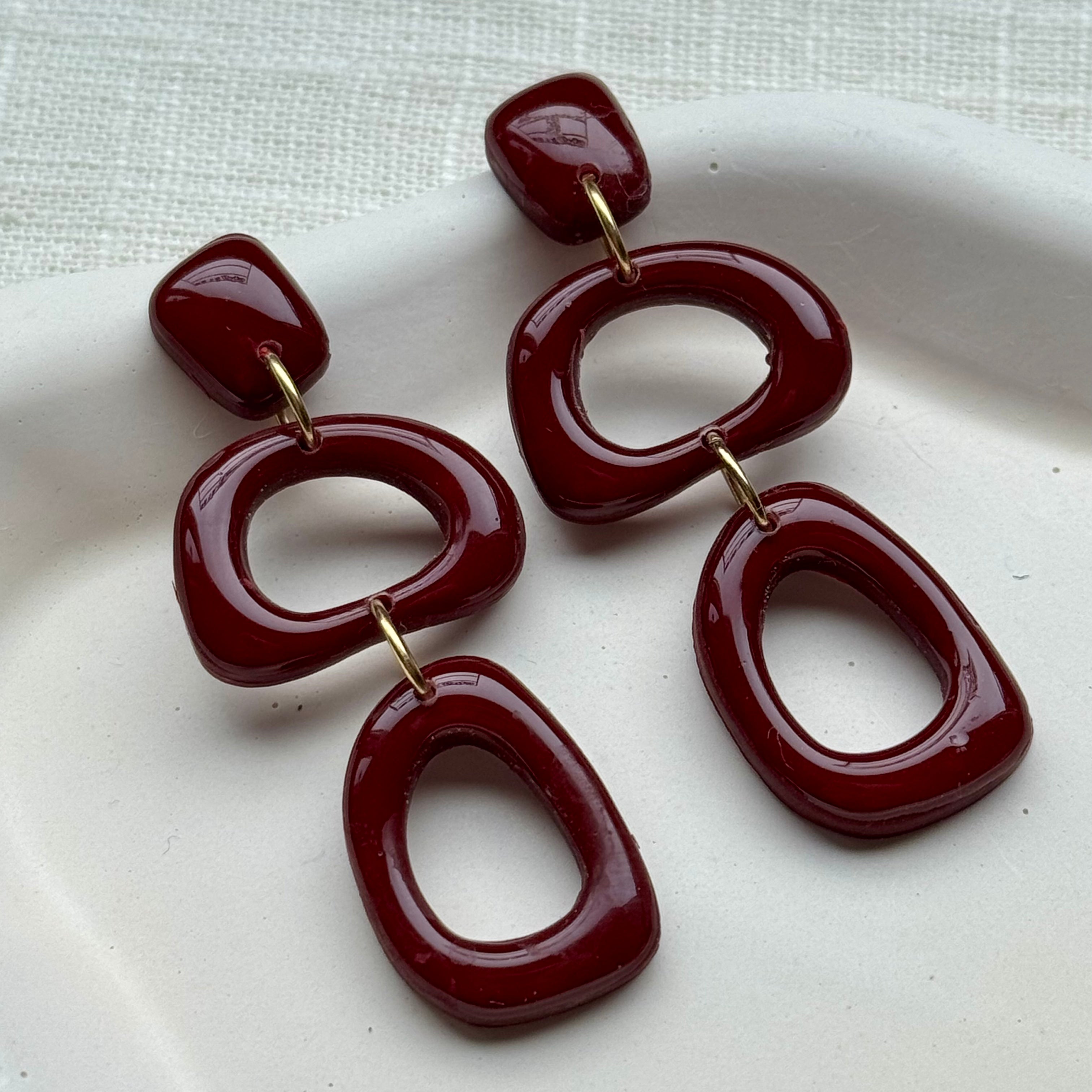 Lindy - oorbellen bordeauxrood