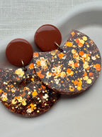 Amy - Oorbellen oranje goud glitter