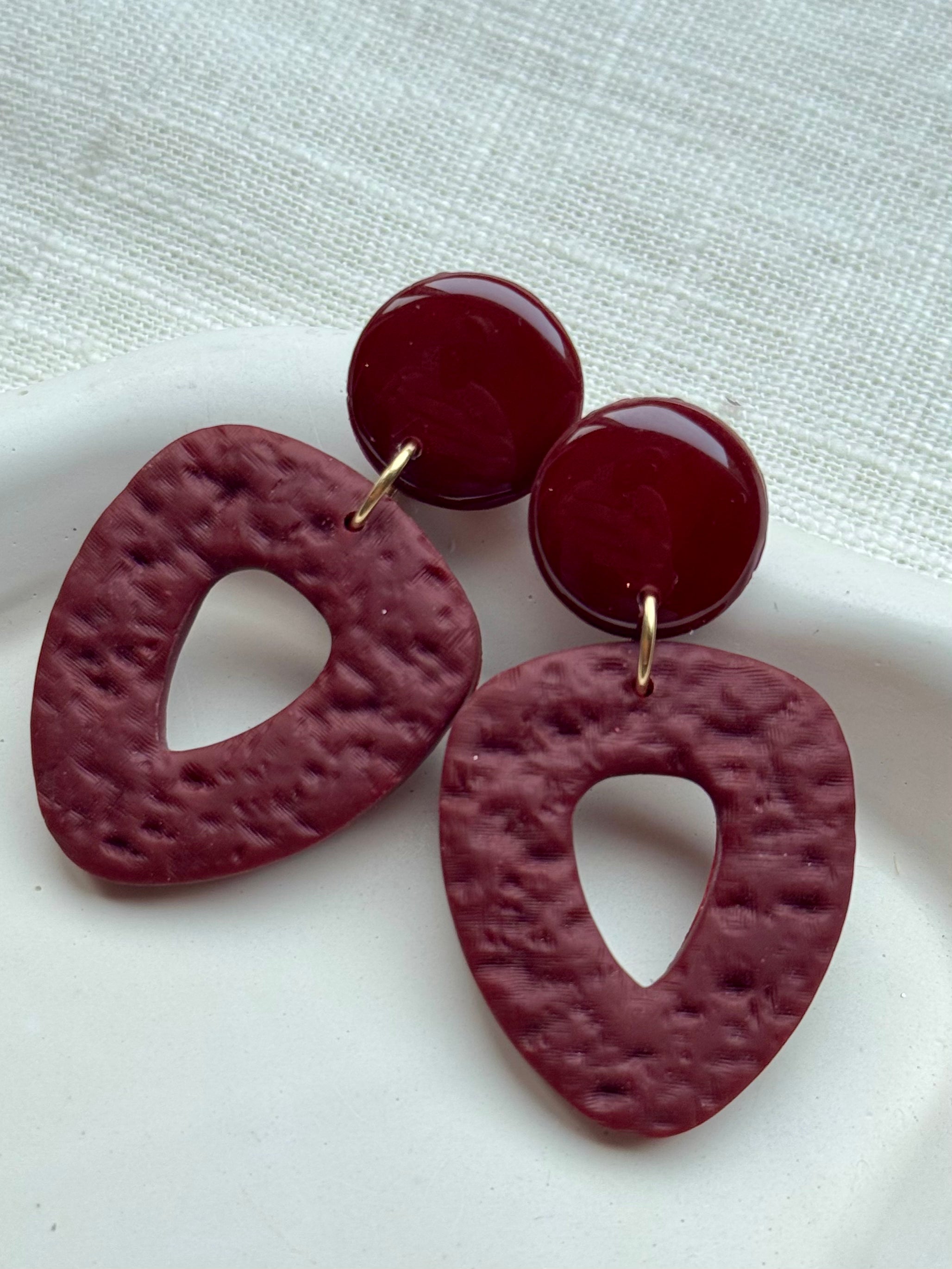 Ally - Oorbellen bordeauxrood