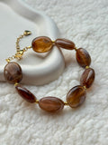 Armband met sluiting - Ovaal bruin