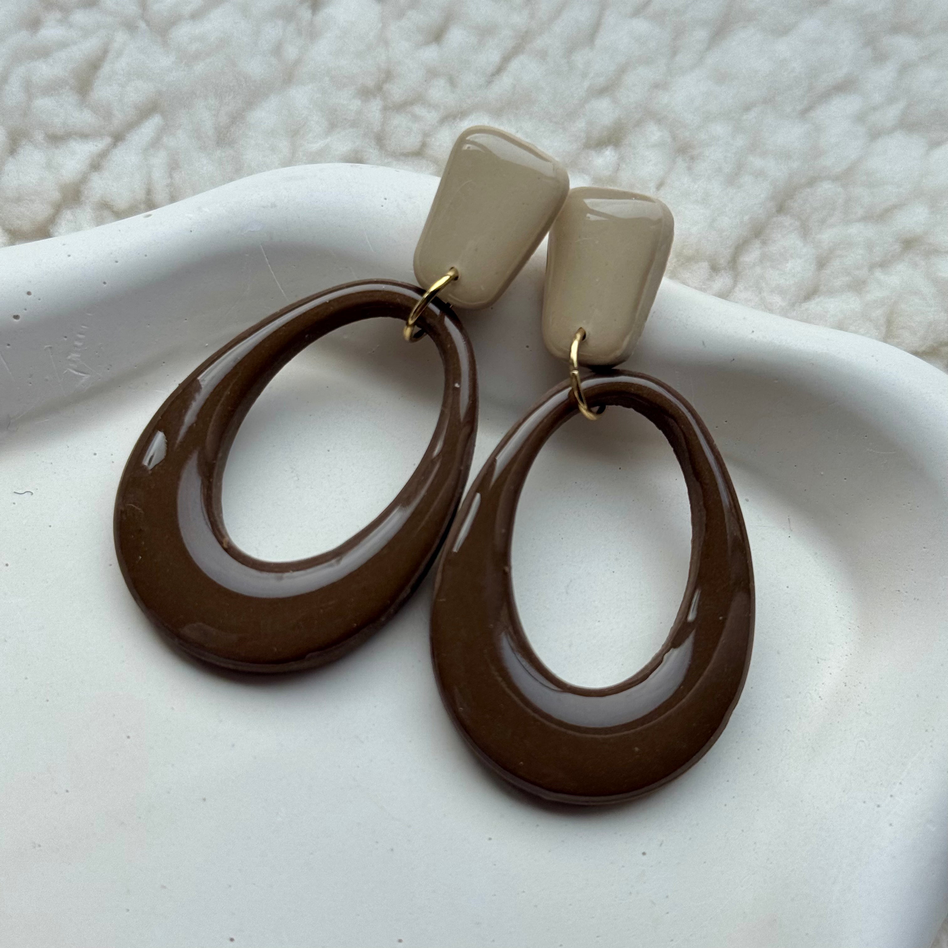 Clara - oorbellen bruin beige