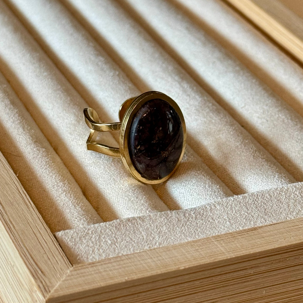 Ring - Goud met bruine steen