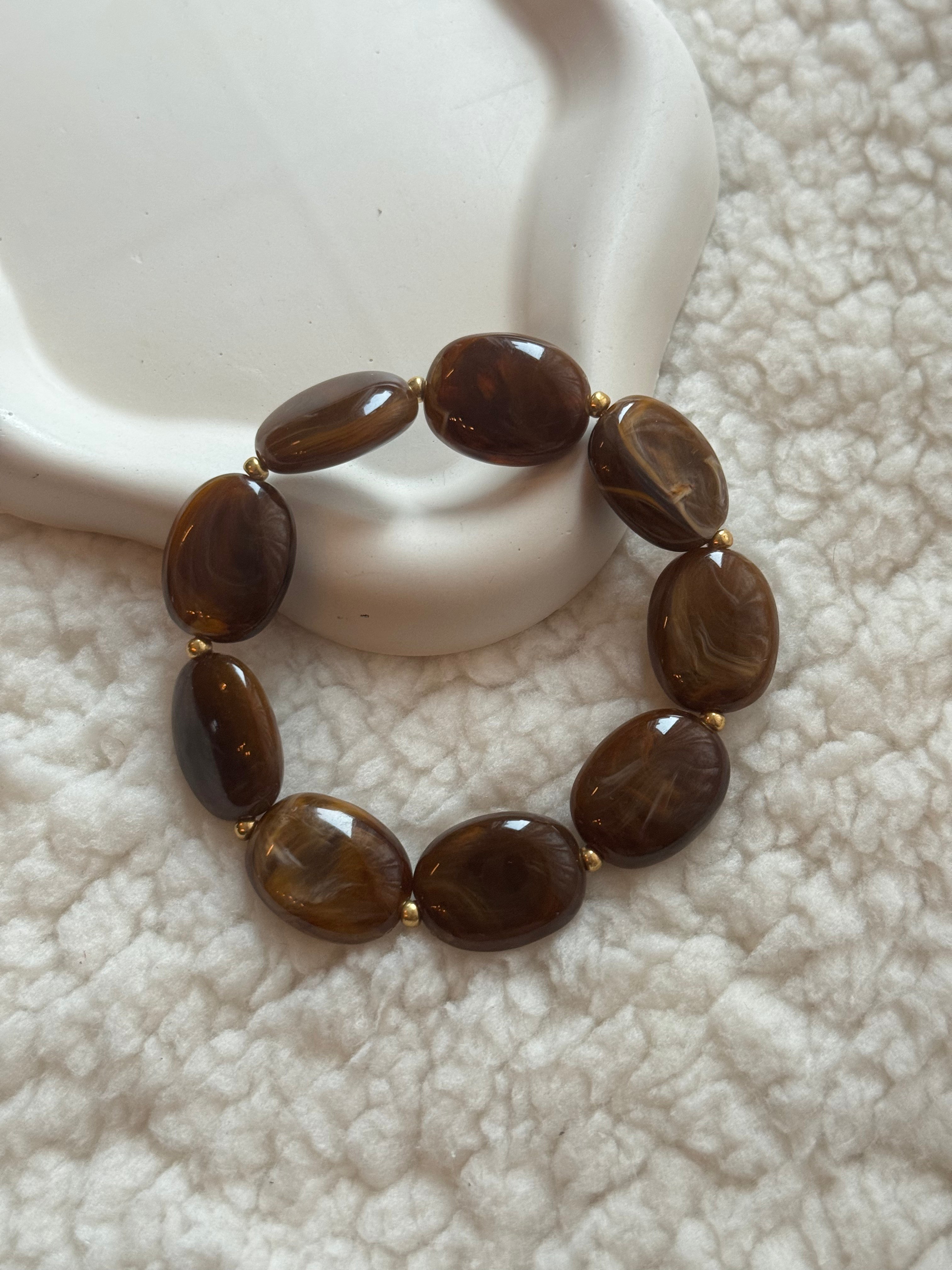 Armband op elastiek - bruin