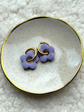 Oorringen - Goud met lavendel bloem