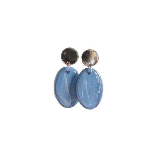 Lina - oorbellen denim zilver ovaal